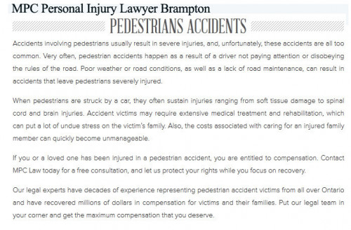 MPC Personal Injury Lawyer
207-5 Brisdale Dr
Brampton, ON L7A 0S9
(289) 201-3780

https://mpclaw.ca/Brampton.html