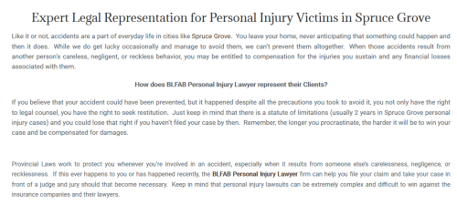 BLFAB Personal Injury Lawyer
95 McLeod Ave Unit B
Spruce Grove, AB T7X 2Z6
(587) 206-8700

https://injurylawyersab.ca/spruce-grove/